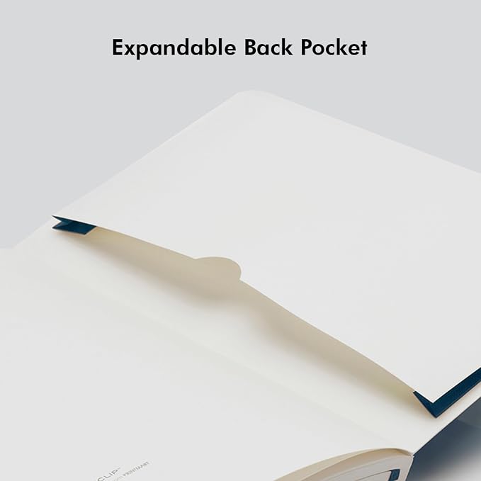 myPAPERCLIP Executive Series A5 Checks/Square Grid Notebook | 192 Pages, 80 GSM, Soft Cover, A5 (5.83 x 8.27 in) | Flat Lay | Bookmark, Elastic Closure & Back Pocket | Blue