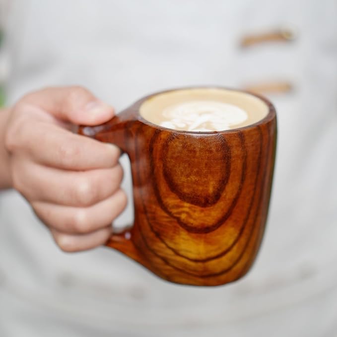 Handmade Wooden Cups, Mugs, Coffee Cups, Practical and Versatile, 9.3 ounces Suitable for Holding Wine, Juice, Tea, Milk, Latte, etc.