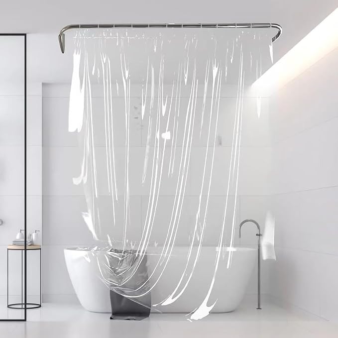 Clear Shower Curatain Liner - PEVA Waterproof Shower Curtain Liner with Rustproof Grommets with 12 Hooks, Lightweight Standard - 72x78 (Clear Standard)