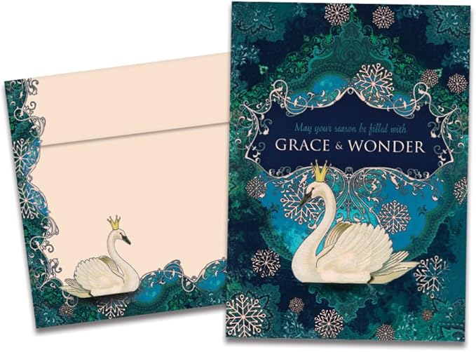 Tree-Free Greetings - Season's Greeting Cards - Artful Designs - 10 Cards + Matching Envelopes - Made in USA - 100% Recycled Paper - 5 x 7 - Grace and Wonder (HB93245)