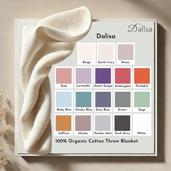 Dalisa 100% Organic Turkish Cotton Throw Blanket - GOTS Certified, Cozy - Perfect for Couch, Bed, and Home Decor - Boho Vintage Knit Alina (Pink, 50x60)