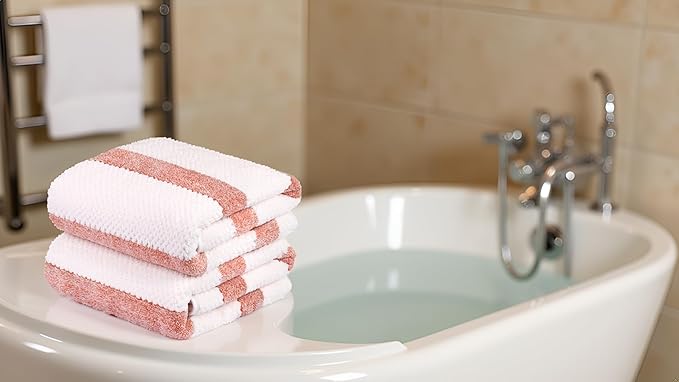 JML Microfiber Bath Towels, Bath Towel 2 Pack(30" x 60"), Oversized, Soft, Super Absorbent and Fast Drying, Multipurpose Use for Sports, Fitness, Yoga, Waffle Stripe Orange