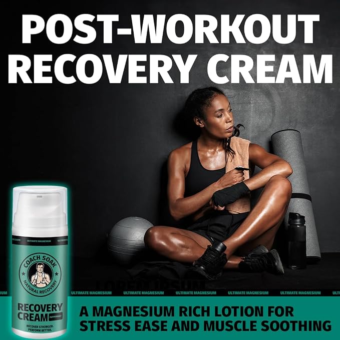 Coach Soak Magnesium Lotion with MSM & Menthol, Cooling Menthol 3.4 oz | Magnesium Chloride Non-Greasy Alternative to Epsom Salt Lotion and Cream - Apply Before Sleep for Feet, Leg Cramps & Body