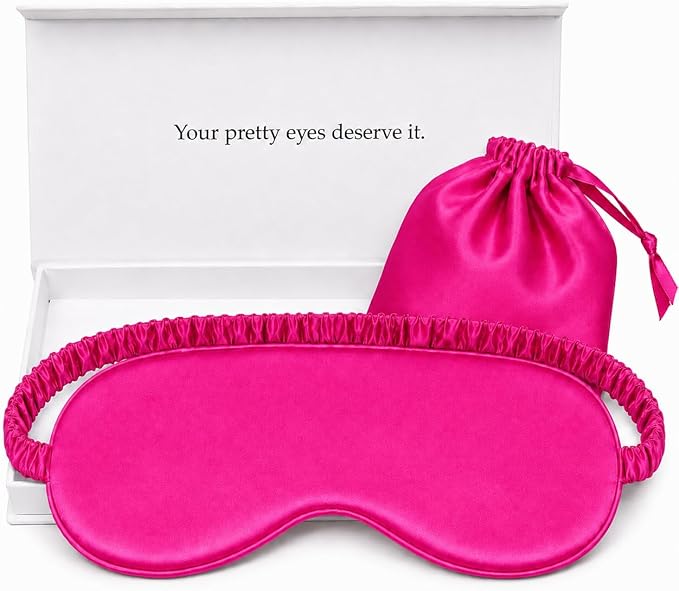 Silk Sleep Mask Light Blocking Luxury 100% Mulberry 19mm Silk Eye Mask Eye Cover Blindfold Ultra Soft Light & Comfy Anti Aging Skin Care with Travel Bag Gift Package
