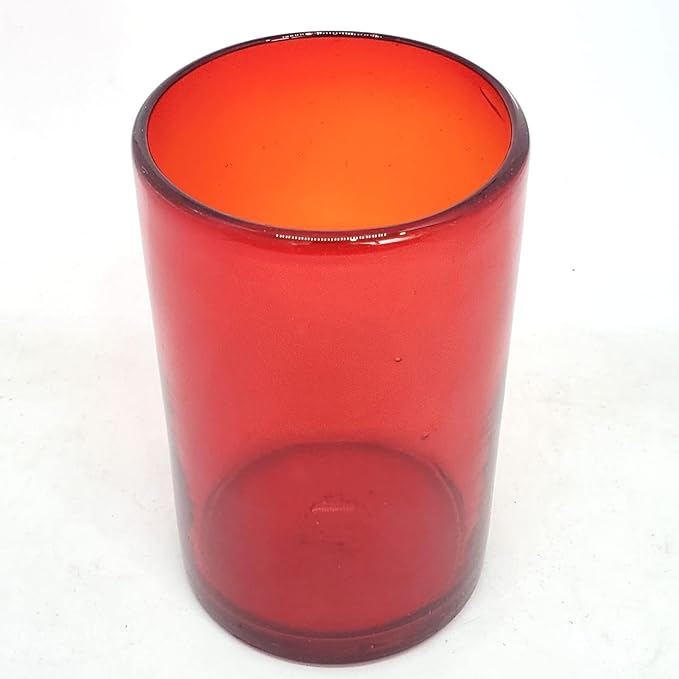 Solid Ruby Red 14 oz Drinking Glasses (set of 6), Recycled Glass, Lead-free, Toxin-Free (14oz Drinking)
