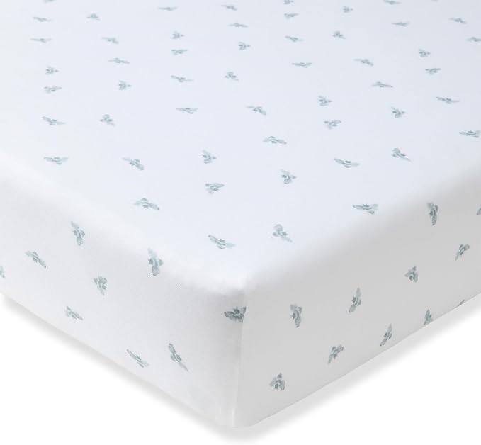 Burt's Bees Baby Organic Cotton Fitted Crib Sheet, Breathable Baby Bedding, Infant and Toddler Bed Sheet for Boys and Girls
