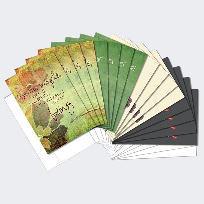 Tree-Free Greetings - All Occasion Cards - Artful Designs - 16 Assorted Cards + White Envelopes - Made in USA - 100% Recycled Paper - 4 x 6 - Be Kind (FP54174)