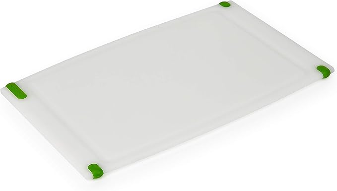 GoodCook Touch Cutting Board Polypropylene Reversable with Juice Groove and Non-Skid Silicone Feet, 10 x 15-Inch, White