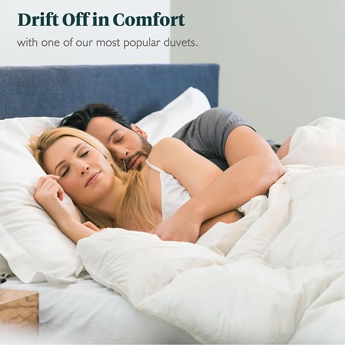 Feathers & Down Comforter, Organic Duvet Insert, 100% Cotton Shell, Ethically-sourced Feathers and Down Filler, All Season Warm, Queen Size, White