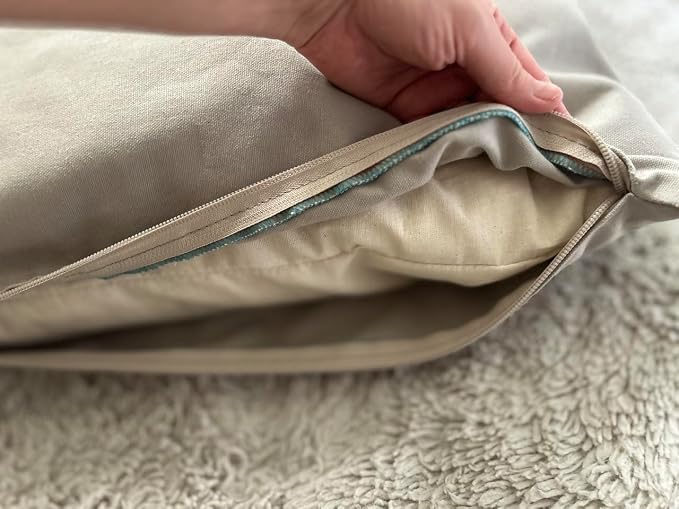 Natural Cotton Canvas Dog Bed – Raw Cotton Filled Pet Cushion Insert, Breathable Eco-Friendly Dog Mattress, Durable Washable Cover with Zipper (Gray, Large 48"x30"x5")