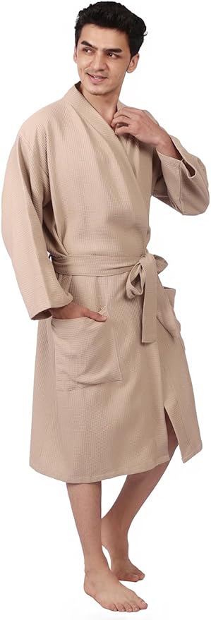 Women's Waffle Bathrobe – 100% Cotton, Lightweight & Absorbent, Spa Robe, Hotel & Lounge Robe