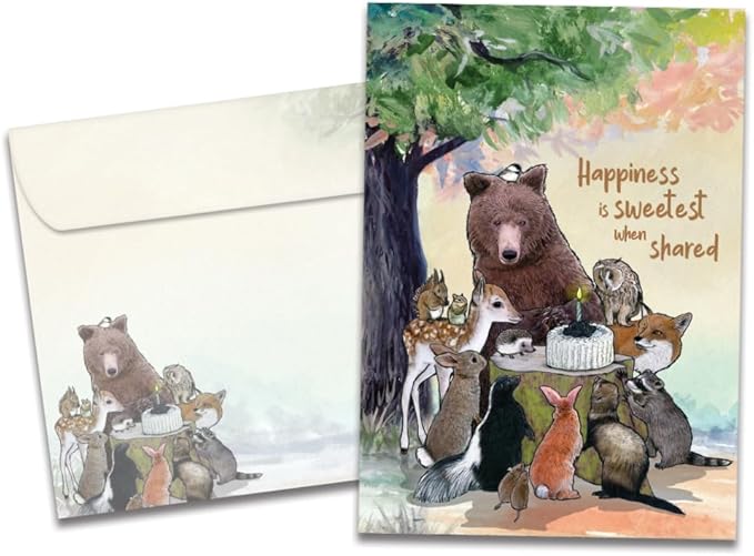 Tree-Free Greetings - Birthday Cards - Artful Designs - 1 Card + Matching Envelope - Made in USA - 100% Recycled Paper - 5"x7" - Sweetest When Shared (GO69170)