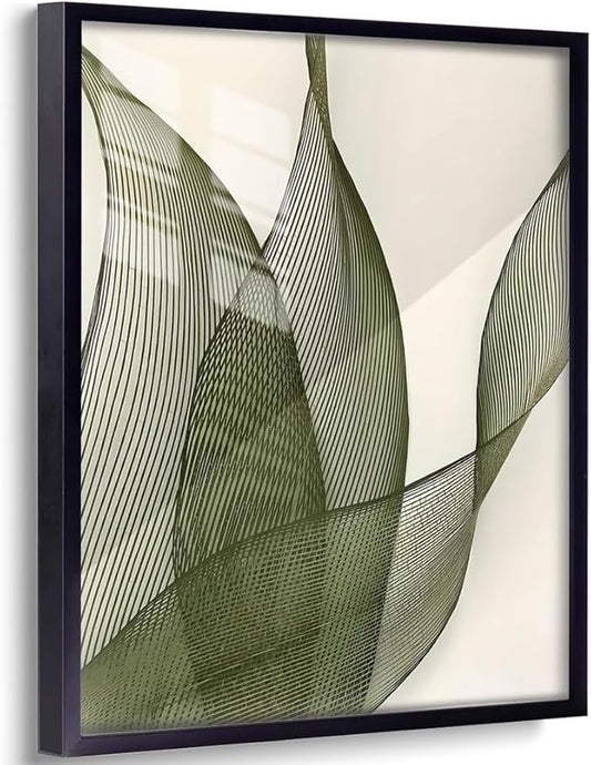 Green abstract art print poster, minimalist wall art, organic line plant printing, modern neutral style, suitable for living room, bedroom (24x36 inches, Unframed)
