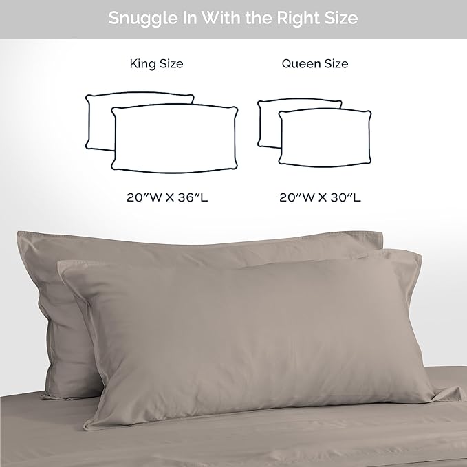 Pillow Cases Queen Size Set of 2 Pillowcases 100% Viscose from Bamboo Cooling Pillowcases, Soft & Breathable Pillow Case with Envelope Closure, Beige Pillow Cases (Sand)