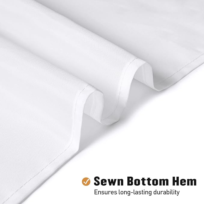 MitoVilla White Fabric Shower Curtain Liner - Heavy, Simple Shower Curtain or Liner for Modern Neutral Hotel Bathroom Decor, Waterproof Cloth & Machine Washable, 12 Plastic Hooks, 72" W x 72" H