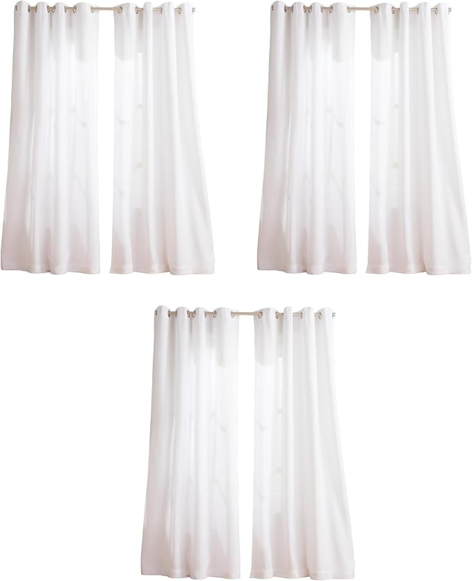 Exclusive Home Loha Linen Grommet Top Curtain Panel Pair, 54"x108", Winter White (Pack of 3)