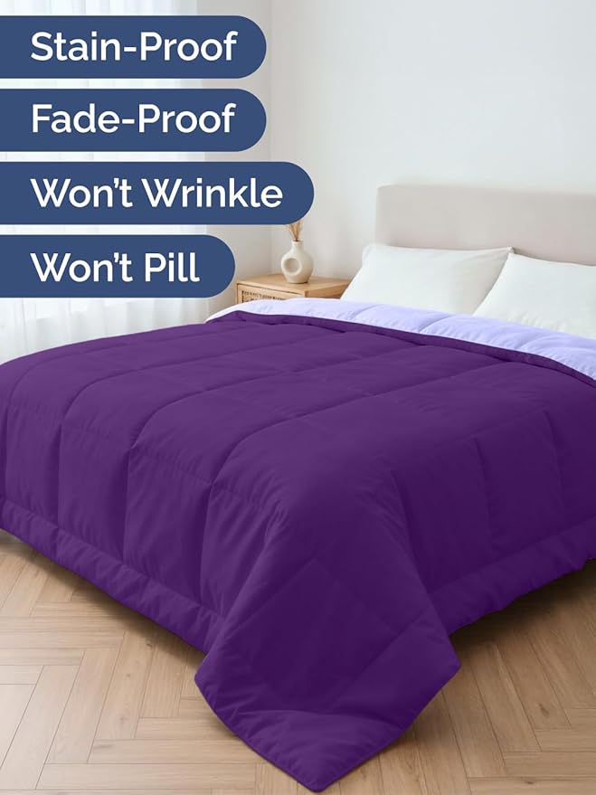 Full Size, Purplec & Lavender Alternative Down Comforter - Warm, Lightweight & Breathable Hotel Quality Bedding Set for Men, Women, Kids & Teens - All Season Cooling Microfiber Duvet Insert Comforter