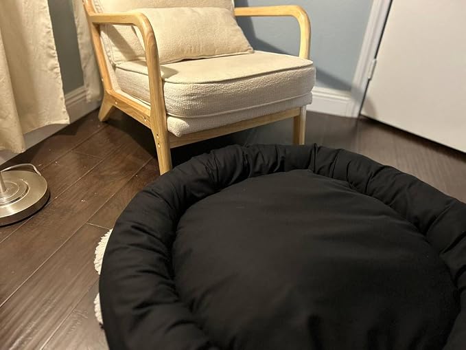 Organic Cotton Canvas Dog Bed: Removable Cover, Natural Fill - Made in USA (Black, X Large 42" x 8" inches)