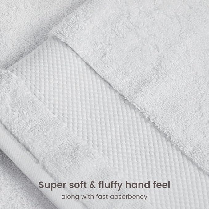 BIOWEAVES 100% Organic Cotton 700 GSM Plush 6-Piece Towel Set GOTS Certified, 2 Bath Towels, 2 Hand Towels & 2 Washcloths - White