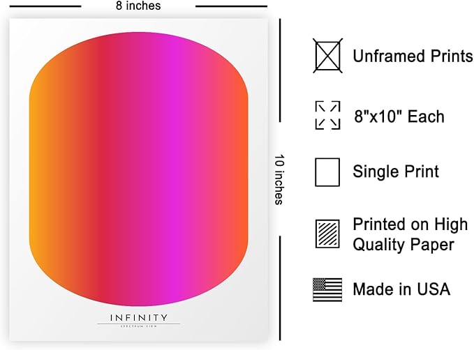 Monem Art Infinity Spectrum Gradient Print - Modern Geometric Abstract Poster - Wall Decor for Living Room, Bedroom or Office - 8x10 Unframed Wall Art by Rs Lab Studio
