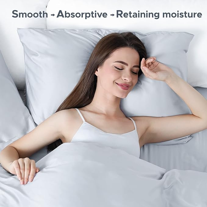 100% Pure Mulberry Silk Pillowcase for Hair and Skin - Allergen Resistant Dual Sides,600 Thread Count Silk Bed Pillow Cases with Hidden Zipper,1pc,King Size,Gray