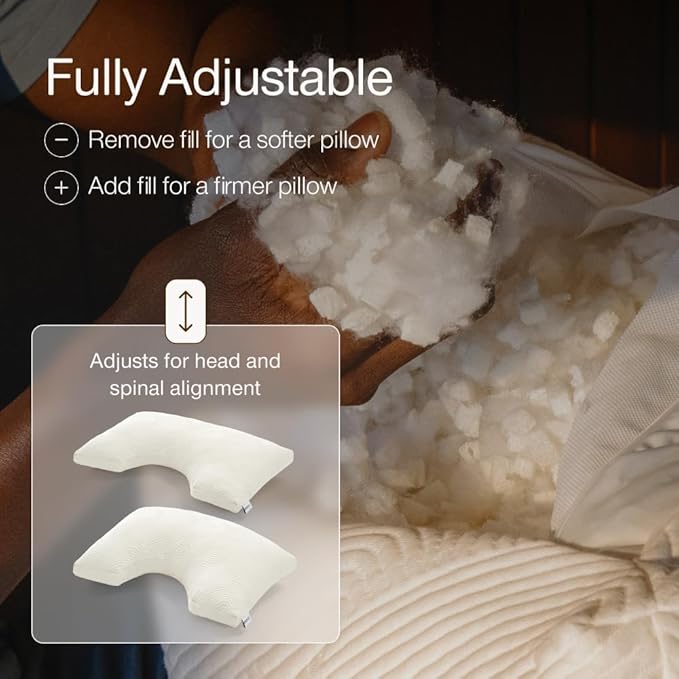 Coop Home Goods Adjustable Latex Cut-Out Pillow Queen, Talalay Latex & Microfiber Fill, Ergonomic Shoulder Cut-Out, Naturally Cooling, Eco-Friendly, Medium Firm for Side Sleepers, GREENGUARD Gold