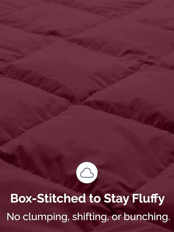King Size, Burgundy Alternative Down Comforter - Warm, Lightweight & Breathable Hotel Quality Bedding Set for Men, Women, Kids & Teens - All Season Oversized Cooling Microfiber Duvet Insert Comforter