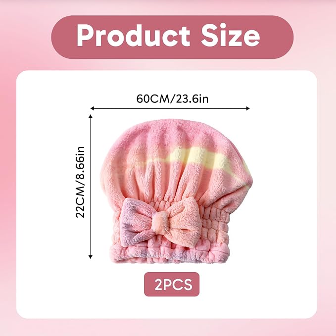 2Pcs Hair Towel Wrap for Women, Microfiber Hair Towel, Soft Coral Fleece Quick-Drying Hair Wrap Towels, Lightweight and Absorbent for Wet Hair, Perfect for Home and Salon Use
