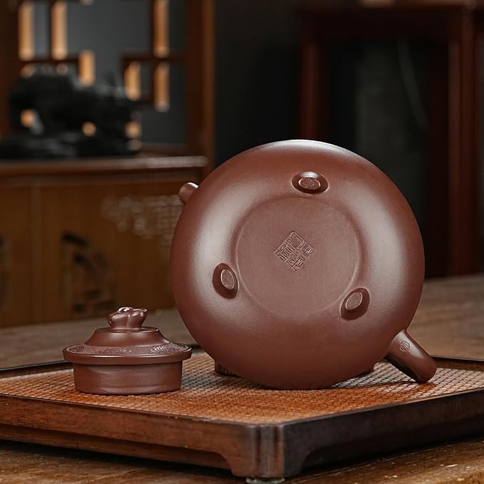 Zisha Teapot, Chinese Yixing Clay Handmade Tea Pot 9.5 Oz, Infuse Brew Kung Fu Loose Leaf Tea Maker (YunLu,Zini Purple Clay)