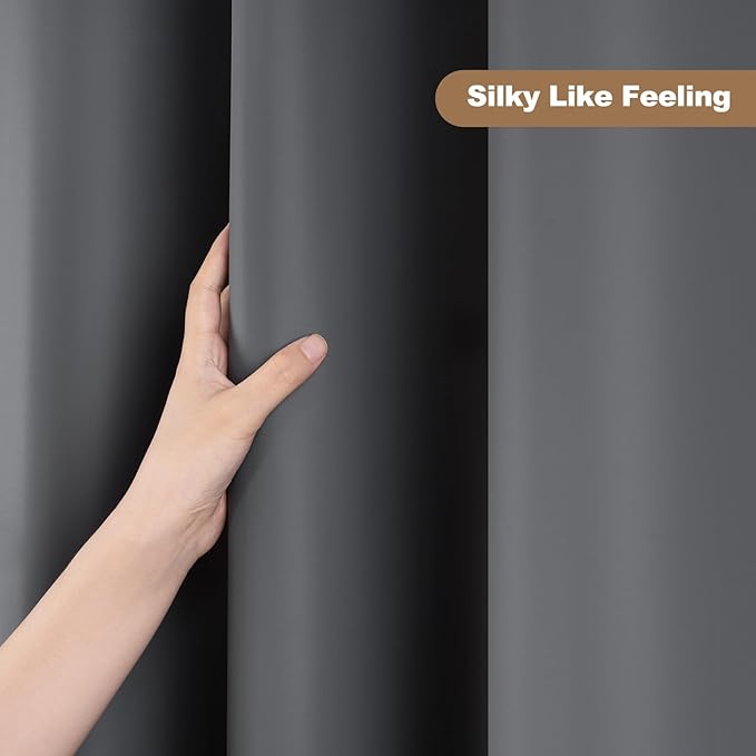 UFRIDAY Dark Grey Long Shower Curtain Liner Premium PEVA 72 x78 inch,Heavy Duty Shower Curtain with 3 Weighted Magnets, Plastic Waterproof Grey Shower Curtains for Bathroom with 12 Hooks