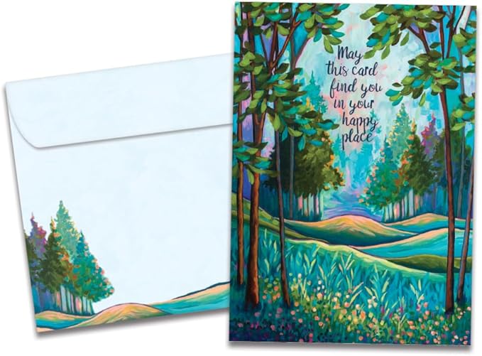 Tree-Free Greetings - Birthday Cards - Artful Designs - 1 Card + Matching Envelope - Made in USA - 100% Recycled Paper - 5"x7" - Happy Place (GO65464)