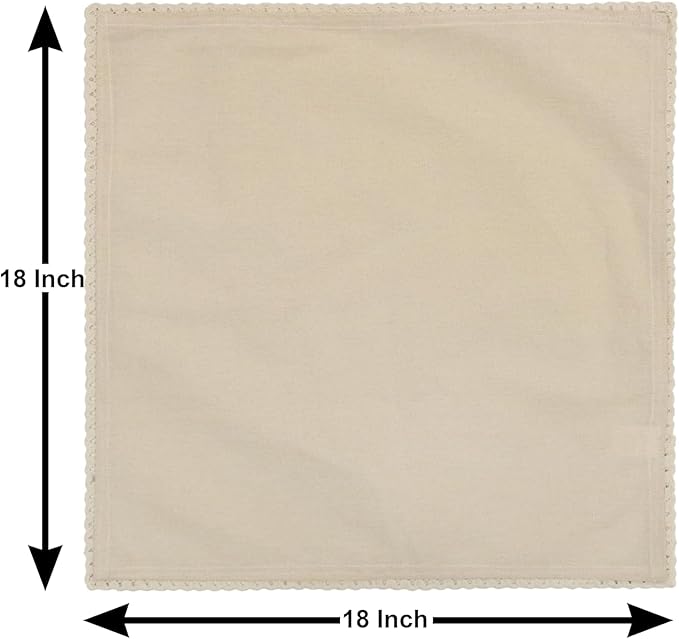 THE HOME TALK Cotton Lace Napkins-Set of 6, Natural(18x18 Inches)|Ultra Soft 100% Cotton Premium Dinner Table Napkins for Home Restaurant Banquet & Hotel|Heavy Absorbent|Machine Washable & Reusable