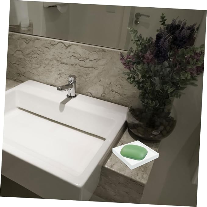 Water Absorbent Diatomite Soap Holder Anti-Slip Bath Soap Dish Flat Bottom Shower and Sink Bathroom