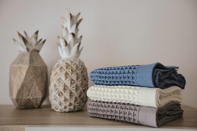K-25 Waffle Towels for Bathroom, 100% Cotton Quick Dry Towel, Lightweight, Soft K25 Towel (Bath Towel, Frost Gray)