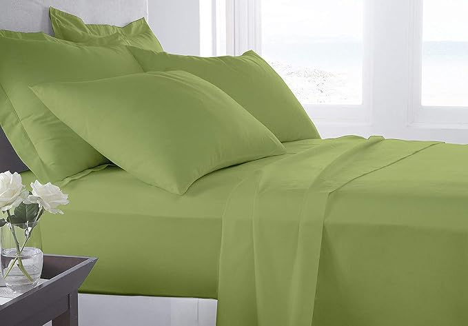 Organic Cotton Bed Sheets Set - 400TC Custom Size Ultra Moss - 4 Piece Bedding - 100% GOTS Certified, Soft Silky Shiny, Luxury Finish Bedsheets - Fits 15" Deep Pocket Mattress