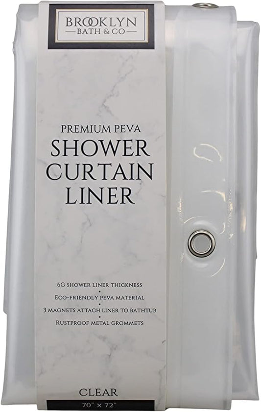 Dependable Industries inc. Essentials Premium 6 Guage PEVA Shower Curtain Liner - PVC Free Magnetized Bottom Odorless with Rustproof Grommets (Clear)