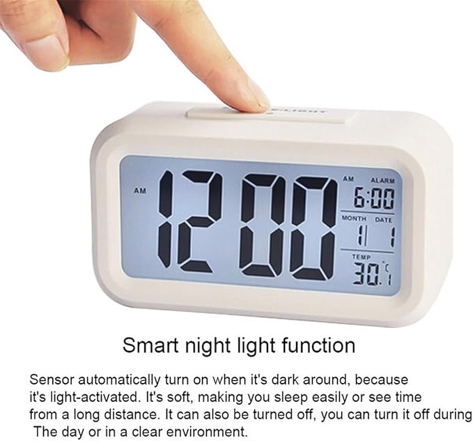 TXY LED Digital Alarm Clock Backlight Snooze Mute Calendar Desktop Electronic Bcaklight Table Clocks Desktop Clock (White)