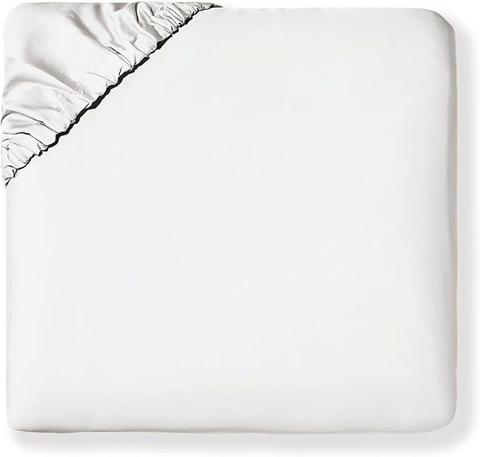 MakeMake Organics Organic Full Fitted Sheet Set GOTS Certified Organic Cotton Fitted Sheet with 2 Pillowcase Ultra Soft Non Toxic Breathable Hypoallergenic Colorful Neutral (Full, Solid Ivory)