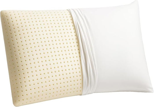 ORGANIC TEXTILES 100% Talalay Latex Bed Pillow with GOTS Certified Organic Cotton Cover (Queen Size - Soft) - Pack of 1