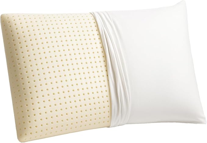 ORGANIC TEXTILES 100% Talalay Latex Bed Pillow with GOTS Certified Organic Cotton Cover (Queen Size - Medium) - Pack of 1