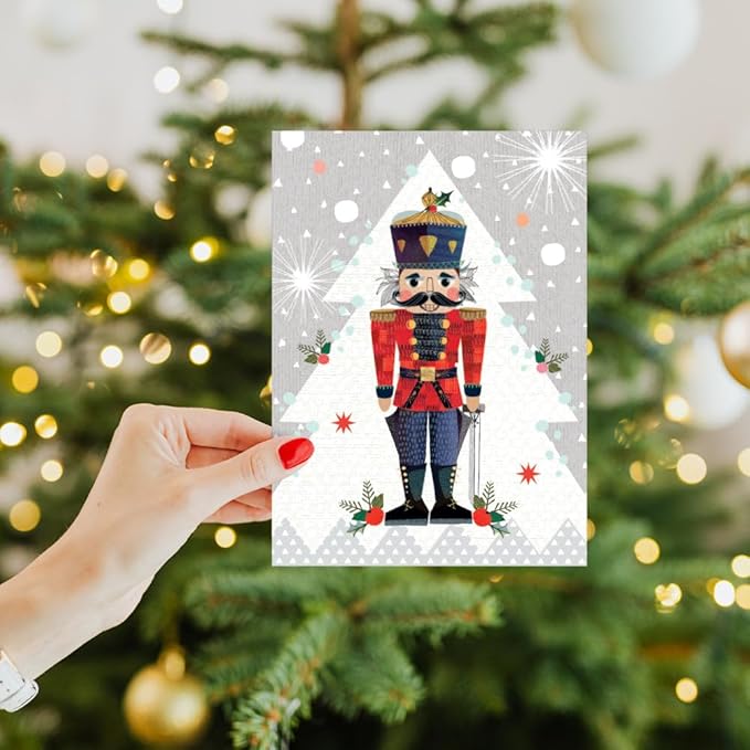 Tree-Free Greetings - Season's Greeting Card - Artful Designs - 1 Card + Matching Envelopes - Made in USA - 100% Recycled Paper - 5 x 7 - Nutcracker Joy (VO80669)