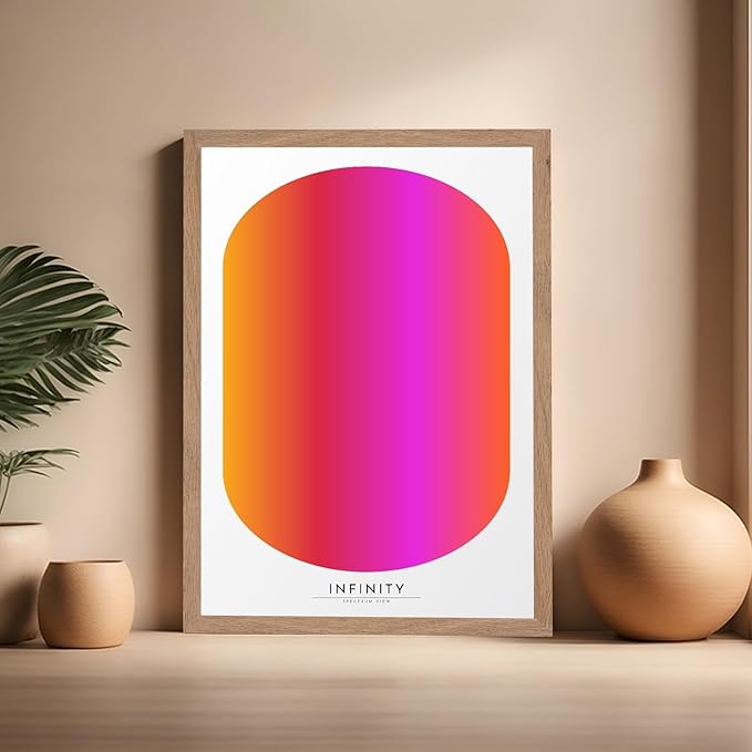 Monem Art Infinity Spectrum Gradient Print - Modern Geometric Abstract Poster - Wall Decor for Living Room, Bedroom or Office - 16x20 Beige Framed Wall Art by Rs Lab Studio