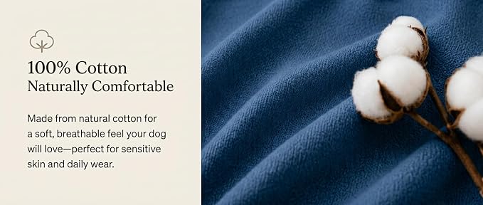 AetruffyPet 100% Cotton Dog Harness and Leash Set – Soft Breathable Vest for Small Dogs, Adjustable No-Choke Design, Lightweight Walking Set (XS/S/M) (Blue, S)