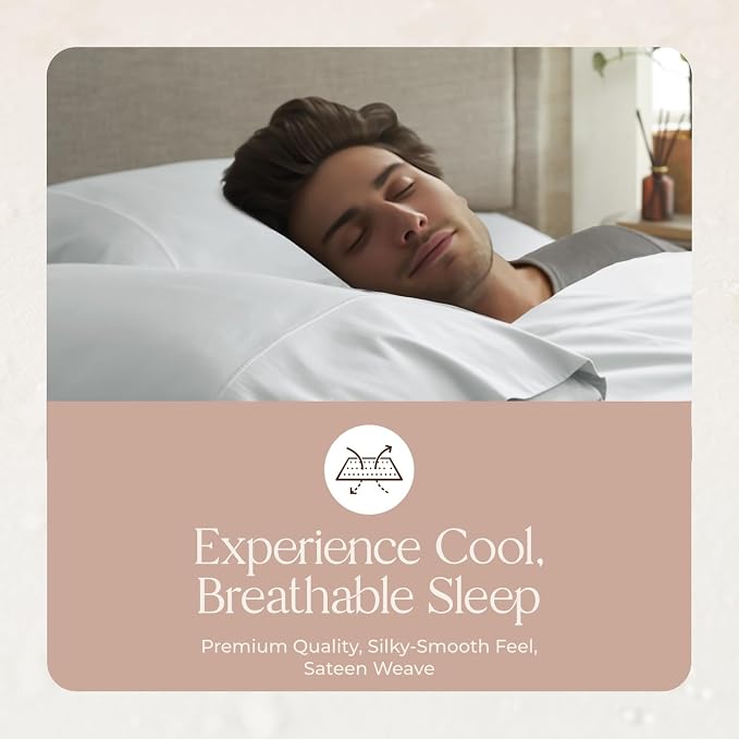 100% Organic Cotton Pillow Cases King Size Set of 2-100% Cotton Pillowcases GOTS Certified 300 Thread Count - Naturally Cooling Comfortable Breathable & Soft Pillow Cases (Shore, King)