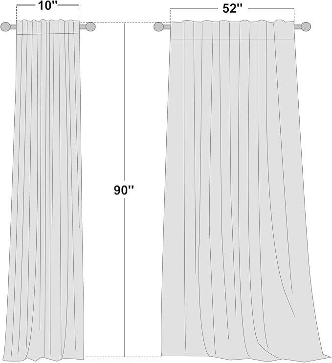 NICETOWN Linen Cream Curtains 90 inches Long, Rod Pocket & Back Tab Flax Linen Burlap Semi Sheer with Light Filtering Privacy Window Treatments for Bedroom/Living Room, W52 x L90, 2 Pieces