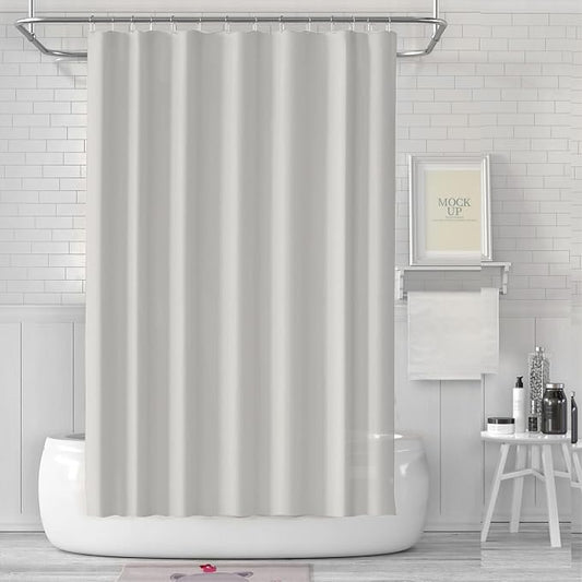 timecity Beige Shower Curtain Liner PEVA Bath Curtain with 3 Magnets Thickened Waterproof Quick Drying Shower Curtain Set with 12 White Plastic Hooks Shower Liner for Bathroom Shower,71x71inch