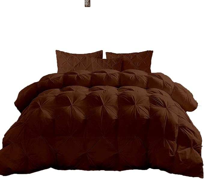 Hypoallergenic 1000-TC Pinch Pleated Down Alternative Comforter Full Size 82 x 86 Inches 1pc Comforter & 2 pcs Pillow Covers, 700 GSM & All Side Corner Tabs 100% Egyptian Cotton
