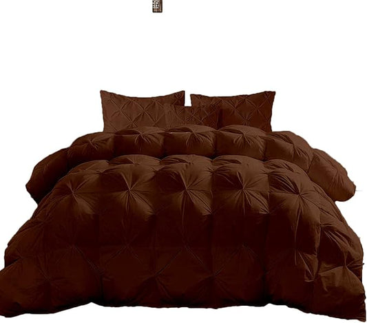Hypoallergenic 1000-TC Pinch Pleated Down Alternative Comforter Full Size 82 x 86 Inches 1pc Comforter & 2 pcs Pillow Covers, 700 GSM & All Side Corner Tabs 100% Egyptian Cotton