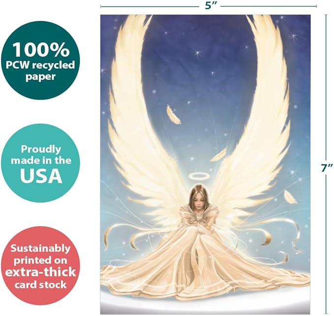 Tree-Free Greetings - All Occasion Cards - Artful Designs - 8 Assorted Cards + Matching Envelopes - Made in USA - 100% Recycled Paper - 5 x 7 - Angel (GA31441)