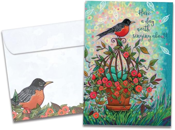 Tree-Free Greetings - Birthday Cards - Artful Designs - 1 Card + Matching Envelope - Made in USA - 100% Recycled Paper - 5"x7" - Bird Songs (GO65460)